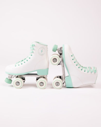 patines 4 ruedas verde menta y blanco