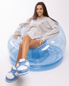 BRILLI AZUL METÁLICO - Puff hinchable con purpurina azul
