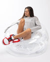 BRILLI PLATA - Puff hinchable con purpurina plateada