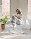 BRILLI PLATA - Puff hinchable con purpurina plateada